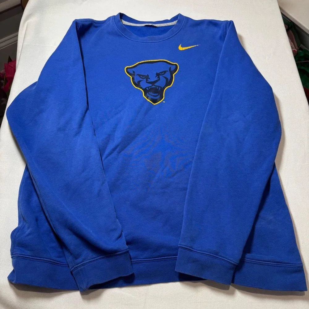 Nike Club Fleece‎ Crewneck Pitt Panther College Football Royal Blue Sweatshirt